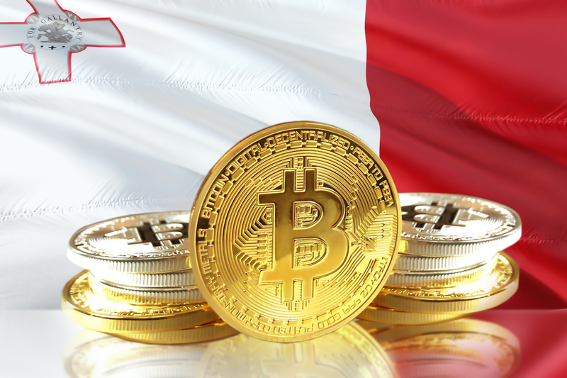 Bitcoin coins on Malta s Flag, Cryptocurrency, Digital money. Photo 130651435 © Akarat Phasura - Dreamstime.com